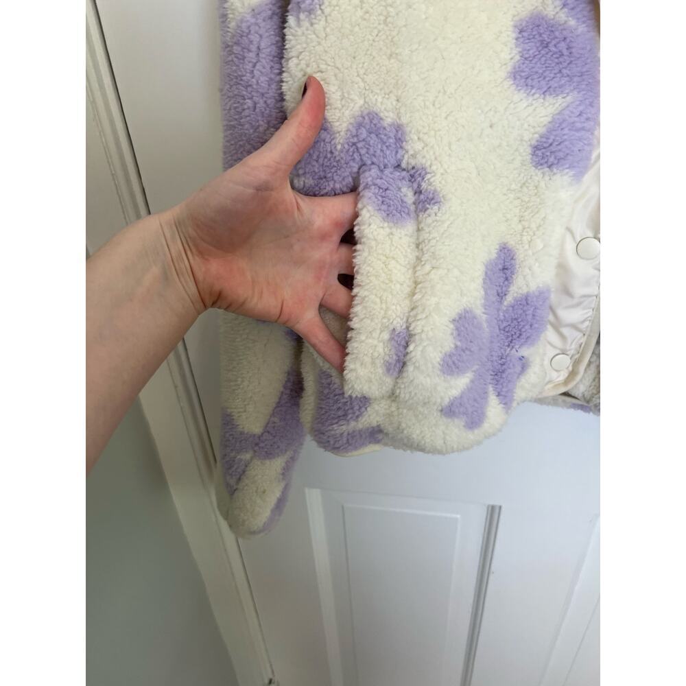 NEW Thread & Supply High Pile Fleece Floral Jacket Lavender Cream Women's XS - Picture 6 of 10